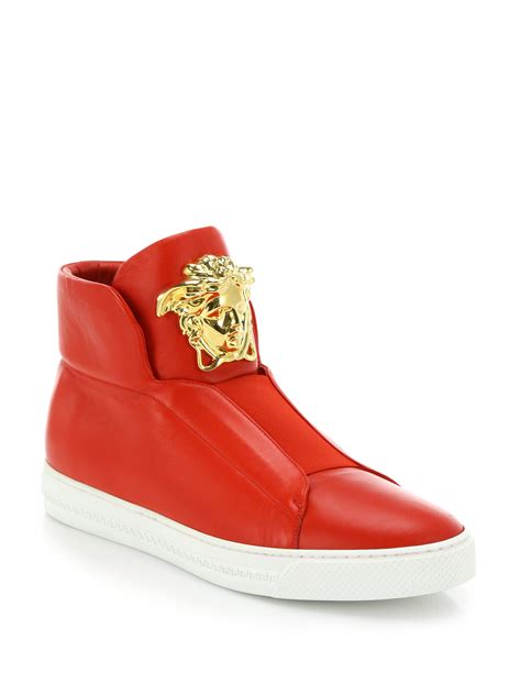 scarpe versace arancioni|versace high top sneakers.